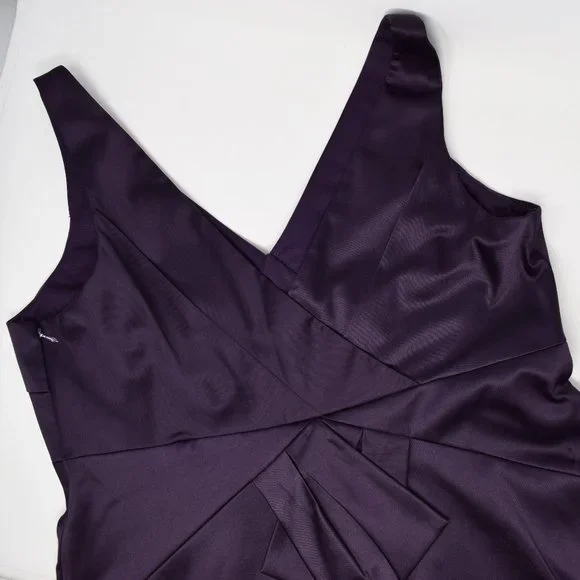 JS Collections Evening Cocktail Dress Women 16 Satin Eggplant Purple Event Prom - Picture 7 of 12